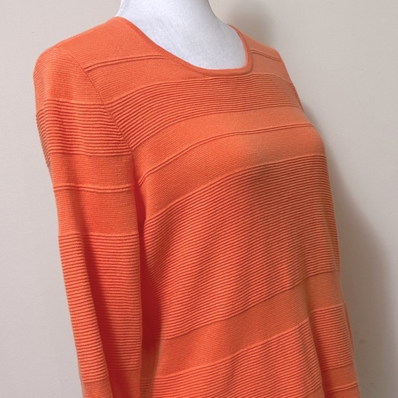 Belford NEW Orange Soft Pima Cotton Scoop Neck Front 3/4 Sleeves Pullover Top S - Picture 5 of 16